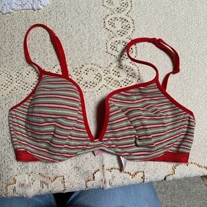 Victoria Secret Women’s Striped Red and Green Bra Size 34 C